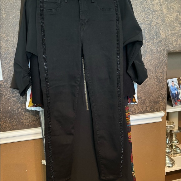 LAGENCE Margot Crystal Black crystal Stripe Skinny Jeans in Noir NWOT - Picture 6 of 14